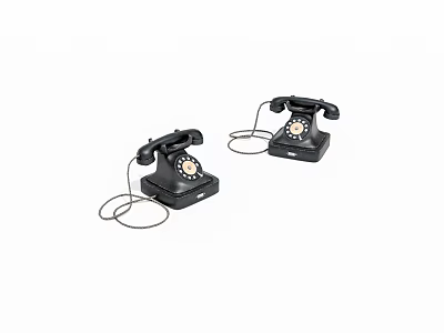 Vintage Black Rotary Dial Telephones With Classic Design And Corded Lines 3d model