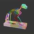Animal Skeleton Anatomical Model on White Base with Detailed Bone Structure