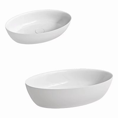 White Oval Above Counter Bathroom Sink Modern Design And Smooth Surface 3d model