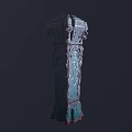 Detailed Decorative Carved Column with Turquoise Color Ornate Top and Intricate Patterns