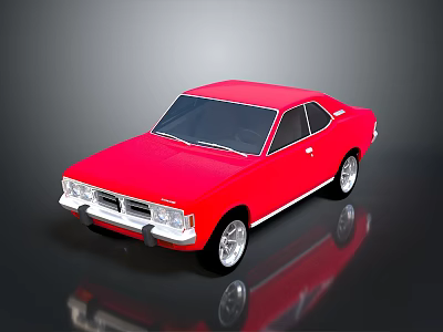 Red Classic Two Door Car With Chrome Front Design And Shiny Wheels 3d model