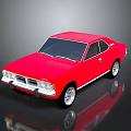 Red Classic Two Door Car With Chrome Front Design And Shiny Wheels 3d model
