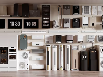 Modern air conditioning household appliances combination 3d model