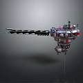 Futuristic Space Station Model With Multi Level Red White Modules And Extended Mechanical Arm