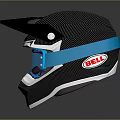 HJC Motorcycle Helmet Black Blue Carbon Fiber Construction With Protective Face Shield