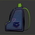 Blue Backpack With Green Handle Purple Accents And Multiple Compartments For Daily Use