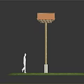 Wooden Birdhouse On Pole With White Base In Green Grass Human Figure And Flying Bird