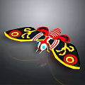 Vibrant Character Moth Creature With Red Striped Body And Yellow Eye Patterned Wings