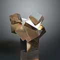 Modern Artistic Decorative Furniture Featuring Stacked Metallic Cubes And Sculptural Design Elements