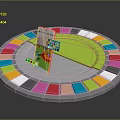 Circular Computer Interactive Device With Colorful Sections Green Center And Display Interface 3d model