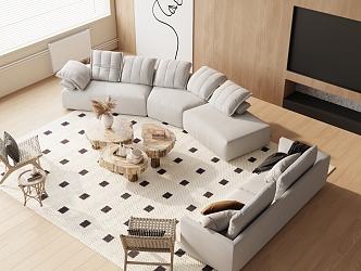 Modern Sofa Coffee Table Combination Sofa Combination 3d model