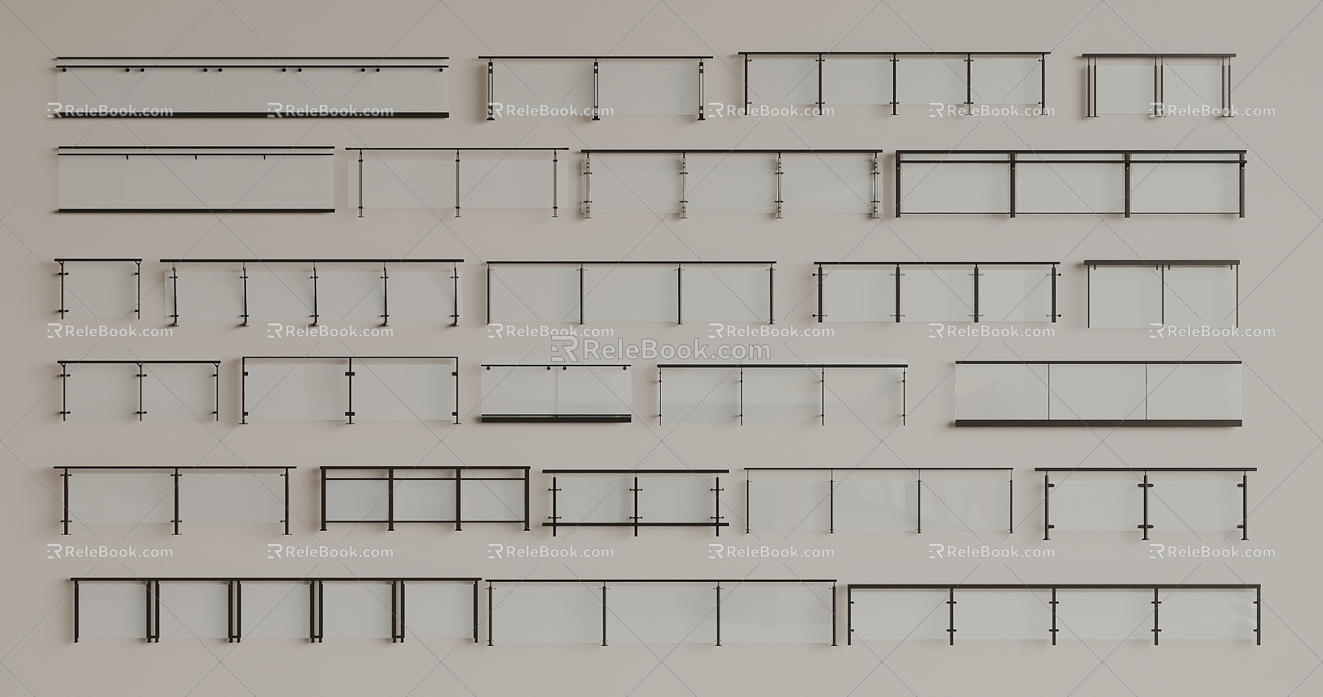 glass railing 3d model