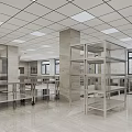 Commercial Kitchen Interior Design With Stainless Steel Worktables Cabinets Ovens And Vent Hood