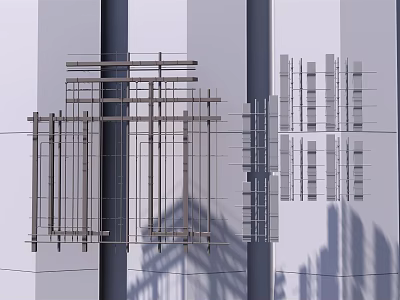 Modern Ceiling Design With Metal Frame Grid Structure And Shadow Effects 3d model