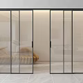 Sleek Modern Black Frame Glass Sliding Doors For Interior Home Design 3d model