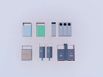 Modern trash can garbage sorting facility garbage recycling trash can public facilities equipment 3d model