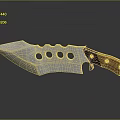Sharp Tactical Outdoor Knife With Perforated Blade Wooden Handle And Metal Accents