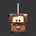 Cartoon Car With Smiling Face Eyes Brown Body And White Cup With Straw on Top