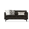 Dark Colored Two Seater Sofa With Patterned Decorative Pillows And Modern Design 3d model