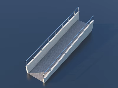 Simple Modern Pedestrian Bridge Structure With Concrete Base And Metal Railings 3d model