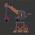 Industrial Mechanical Arm With Blue Orange Structure And Grabbing Mechanism Design