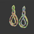 Elegant Golden Earrings With Diamond Inlays And Twisted Sparkling Design