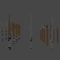 Assorted Weapons Collection Featuring Swords Axes Hammers in Diverse Colors Radial Arrangement