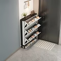 Modern Entryway Shoe Cabinet With Multiple Shelves Organized Shoes Doormat And Decorative Vase