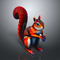 Squirrel With Red Orange Fur Curled Bushy Tail Standing On Smooth Gray Background 3d model