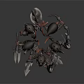 Three Armored Fantasy Mythical Creature Warriors With Horns Swords And Shields