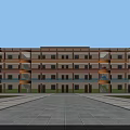 Modern Multi Story School Building With Vibrant Exterior And Spacious Front Courtyard