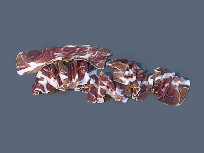 Delicious Sliced Cured Ham with Red and White Marbled Texture Perfect for Appetizer Platter 3d model