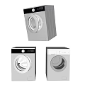 Three Modern Washing Machines With Digital Display And Sleek Design For Home Laundry