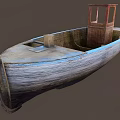 Old Weathered Wooden Boat With Small Red Cabin And Rustic Hull