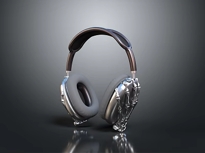 Modern Headphones With Sleek Design Metallic Ear Cups Leather Headband And Reflective Surface 3d model