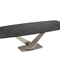 Modern Black Marble Dining Table With Gold Veins And Geometric Metal Base