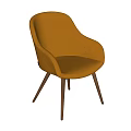 Yellow Upholstered Dining Chairs With Curved Back And Wooden Tapered Legs