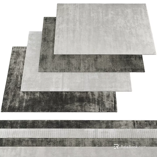 Square Rugs With Various Gray Shades And Textured Patterns Stacked Design 3d model