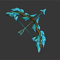 Mythical Blue Ice Crystal Wooden Bow And Arrow With Red Accents