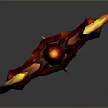 Fiery Flaming Axe Weapon With Red Orange Intricate Patterns And Decorative Handle
