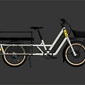 Yellow Battery Pack White Frame Electric Cargo Bicycle With Front Basket And Rear Rack