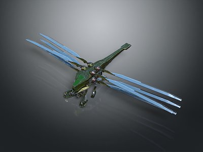 Helicopter Dragonfly Aircraft Dragonfly Helicopter Sci-fi Helicopter 3d model