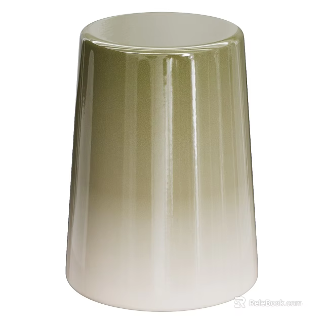 Ceramic Stool With Gradient Color From Cream To Light Green Smooth Surface 3d model 
