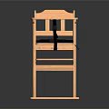 Orange Wooden High Chair With Removable Tray And Safety Belt For Toddler Dining Use
