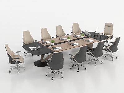 Modern Conference Table and Chair Conference Table and Chair Combination 3d model