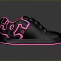 Stylish Black Casual Sneakers With Bright Pink Accents And Unique Design For Daily Wear