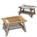 Modern Wooden Stools With Yellow And White Woven Seats Design