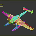 Vintage Blue Fighter Jet With Twin Engines And Red Star Wing Markings