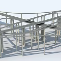 Modern Intersecting Bridge Design With Metal Framework And Support Structures 3d model