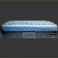 Modern Blue Stadium Architectural Design With Grid Exterior And Green Field